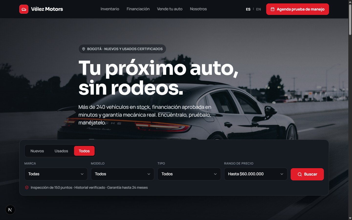 Concesionario de autos — Vélez Motors